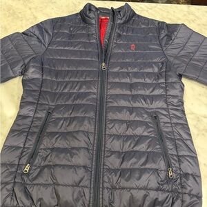 Brooks Brothers Navy Puffer Jacket with Red Accents